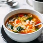 Leftover Turkey Soup with Tomato, Spinach, and Orzo Recipe
