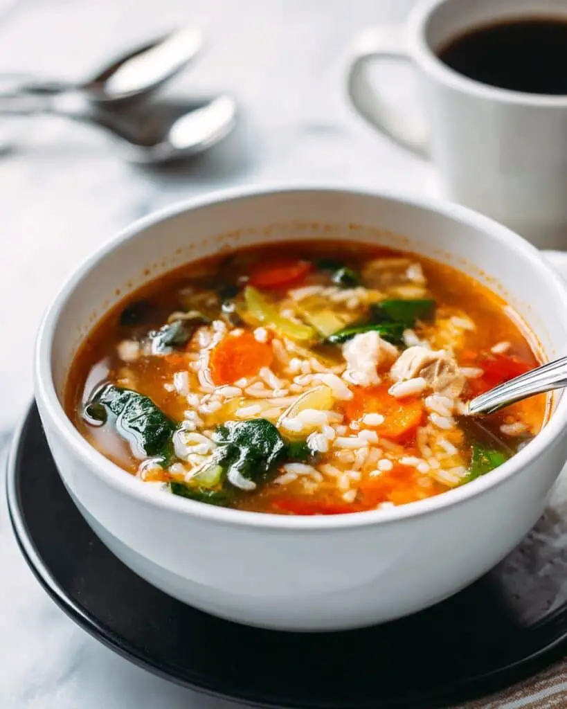 Leftover Turkey Soup with Tomato, Spinach, and Orzo Recipe