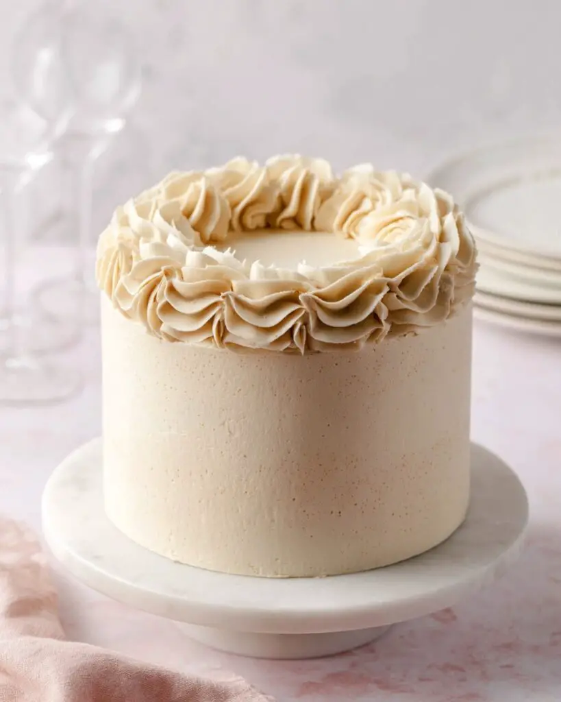 Moist Vanilla Almond Cake with Whipped Cream and Ermine Buttercream Recipe