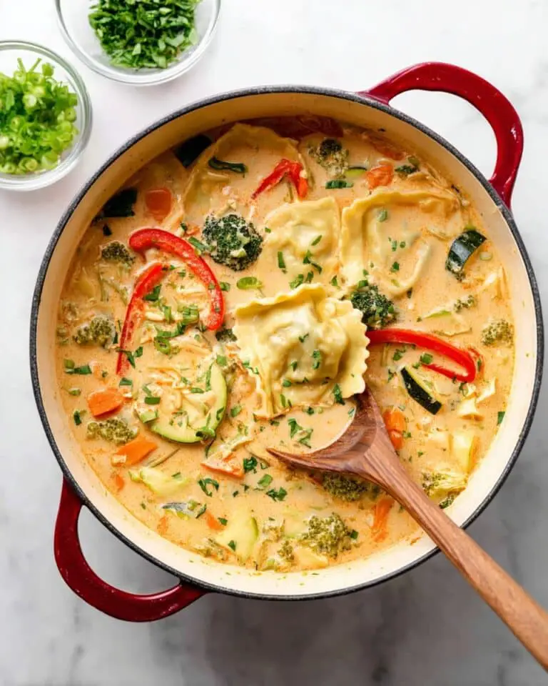 Thai Red Curry Coconut Milk Soup with Veggies and Dumplings Recipe