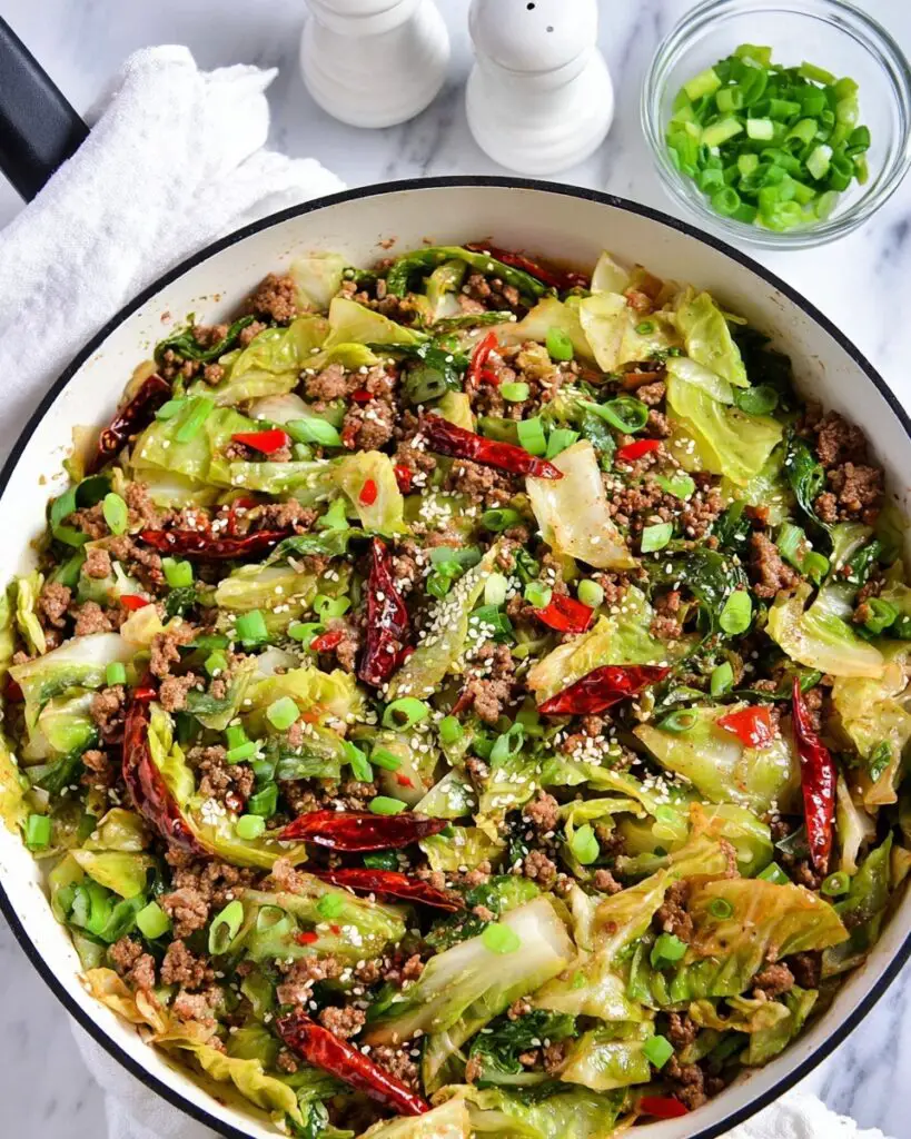 Spicy Mongolian Ground Beef and Cabbage Noodles Recipe