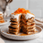 Healthy Carrot Cake Pancakes with Cream Cheese Frosting Recipe