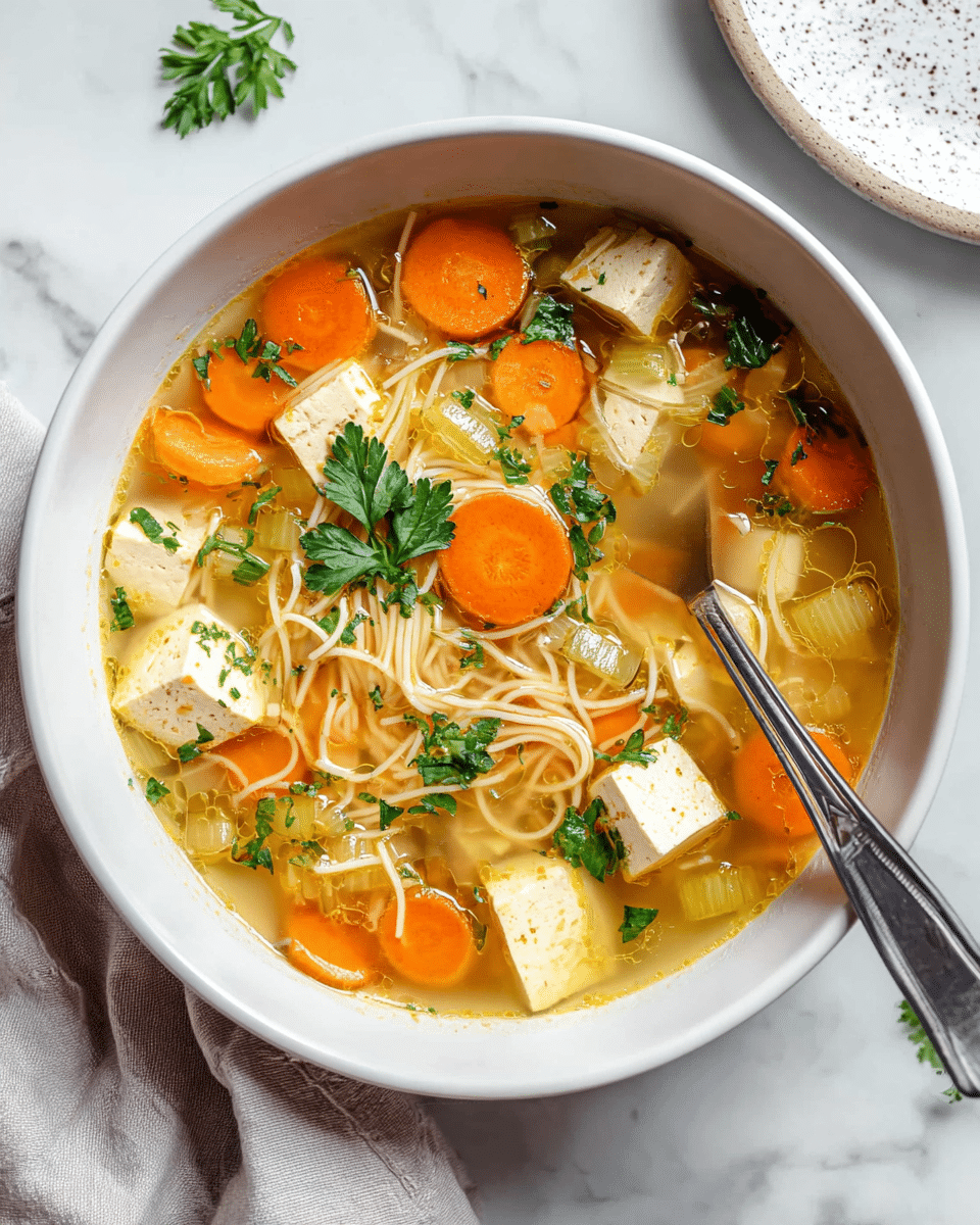 Garlic Ginger Soup with Tofu & Noodles Recipe