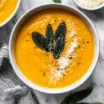 Caramelized Acorn Squash Soup with Crispy Sage Recipe