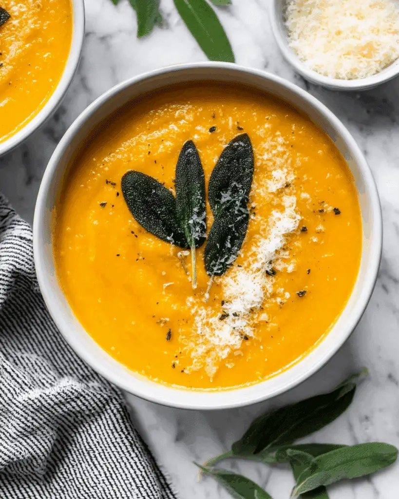 Caramelized Acorn Squash Soup with Crispy Sage Recipe