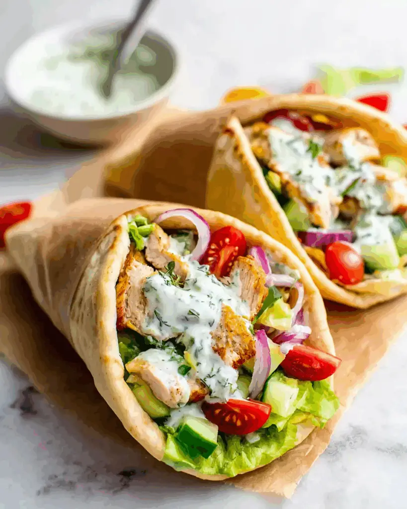 Creamy Chicken Gyros with Tzatziki and Fresh Veggies Recipe