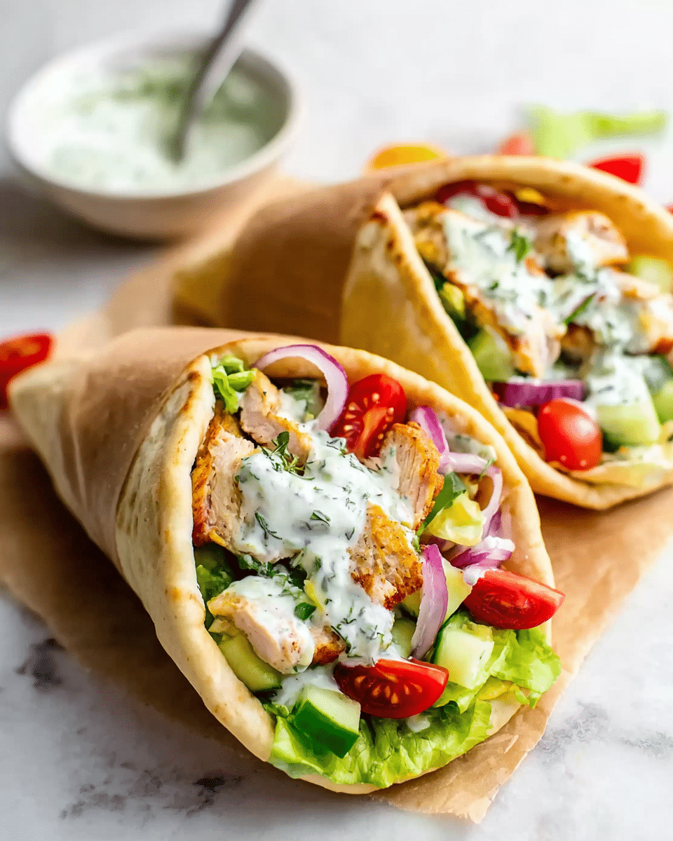Creamy Chicken Gyros with Tzatziki and Fresh Veggies Recipe