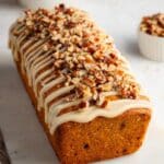 Maple Pecan Bread with Brown Butter Maple Glaze and Candied Pecan Topping Recipe