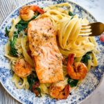 Creamy Tuscan Salmon and Shrimp Pasta Recipe