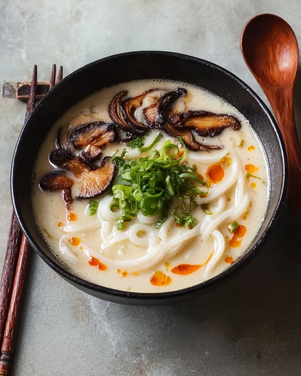 Miso Udon Noodle Soup with Teriyaki Mushrooms Recipe