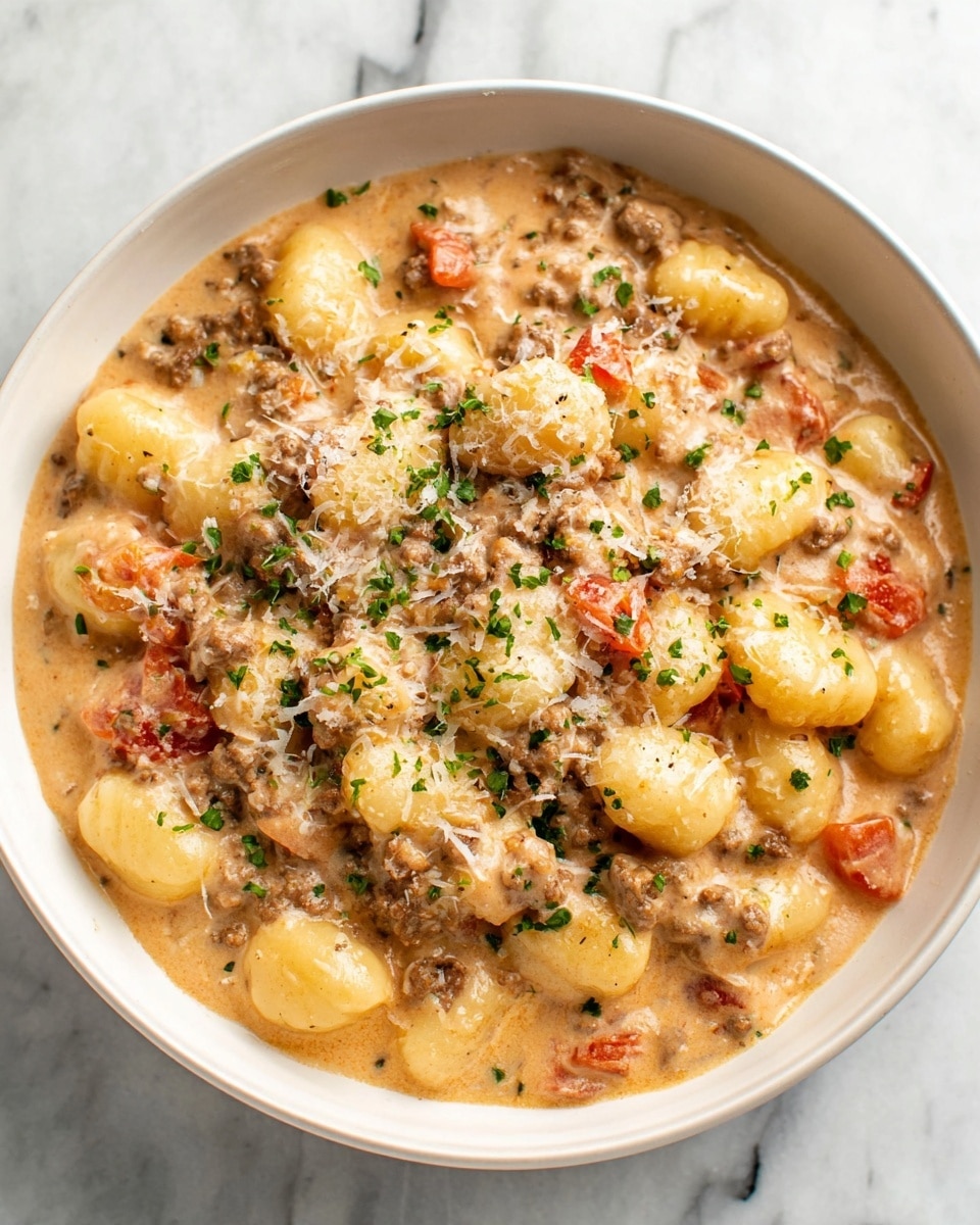 Ground Beef Gnocchi in Creamy Tomato Sauce Recipe