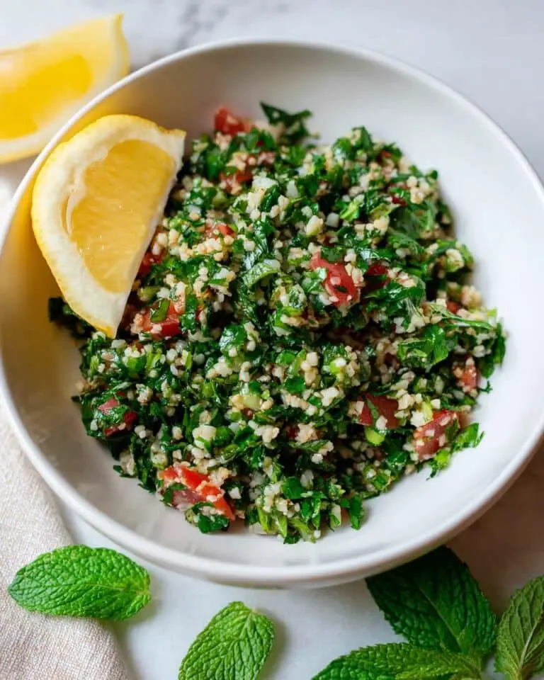 Fresh Lebanese Tabouli Salad (Tabbouleh) with Parsley, Mint, Tomato, and Lemon-Dressed Bulgur Recipe