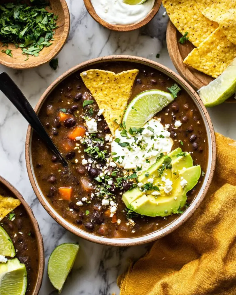 Creamy Black Bean Soup with Fresh Toppings Recipe