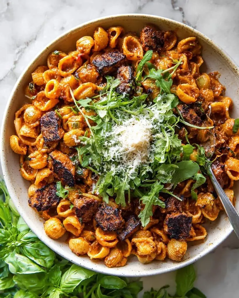 One Pot Creamy Roasted Red Pepper Chicken Pasta Recipe