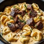 Cracked Garlic Steak Tortellini in Creamhouse Sauce Recipe