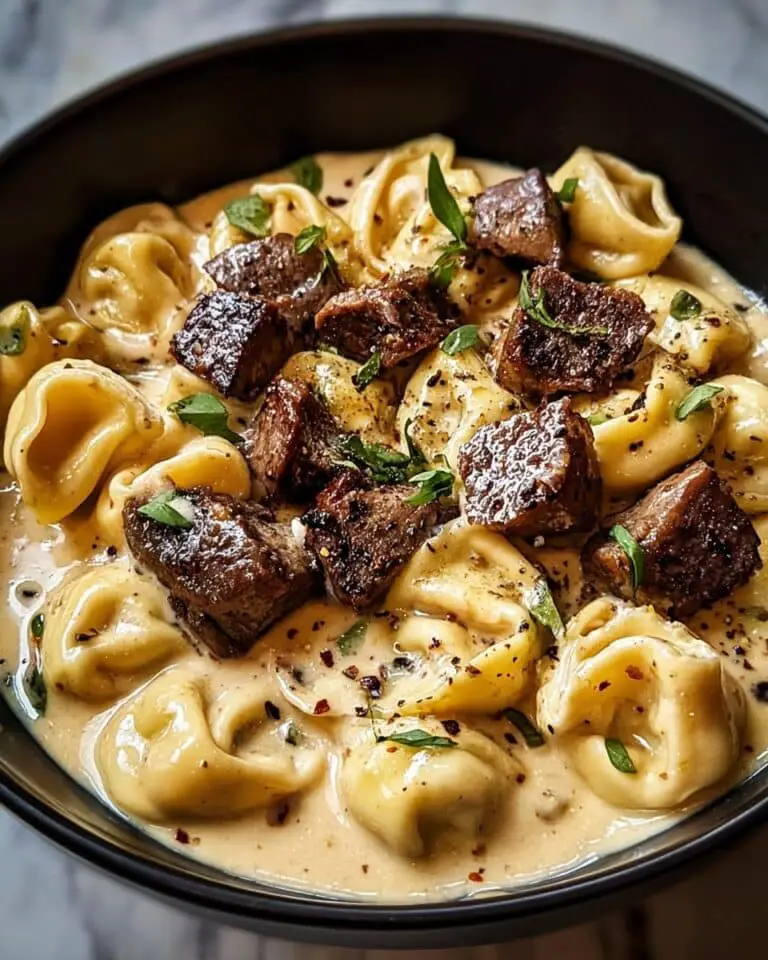 Cracked Garlic Steak Tortellini in Creamhouse Sauce Recipe