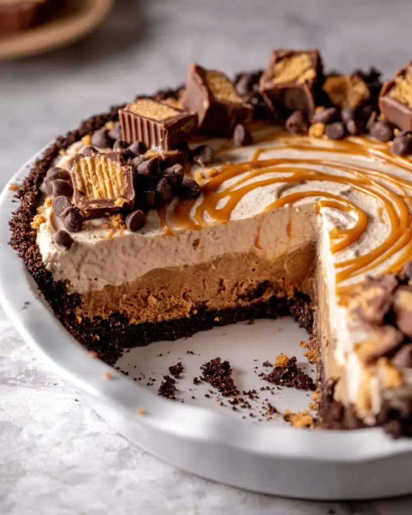 Chocolate Peanut Butter Pie with Oreo Crust and Swirled Topping Recipe