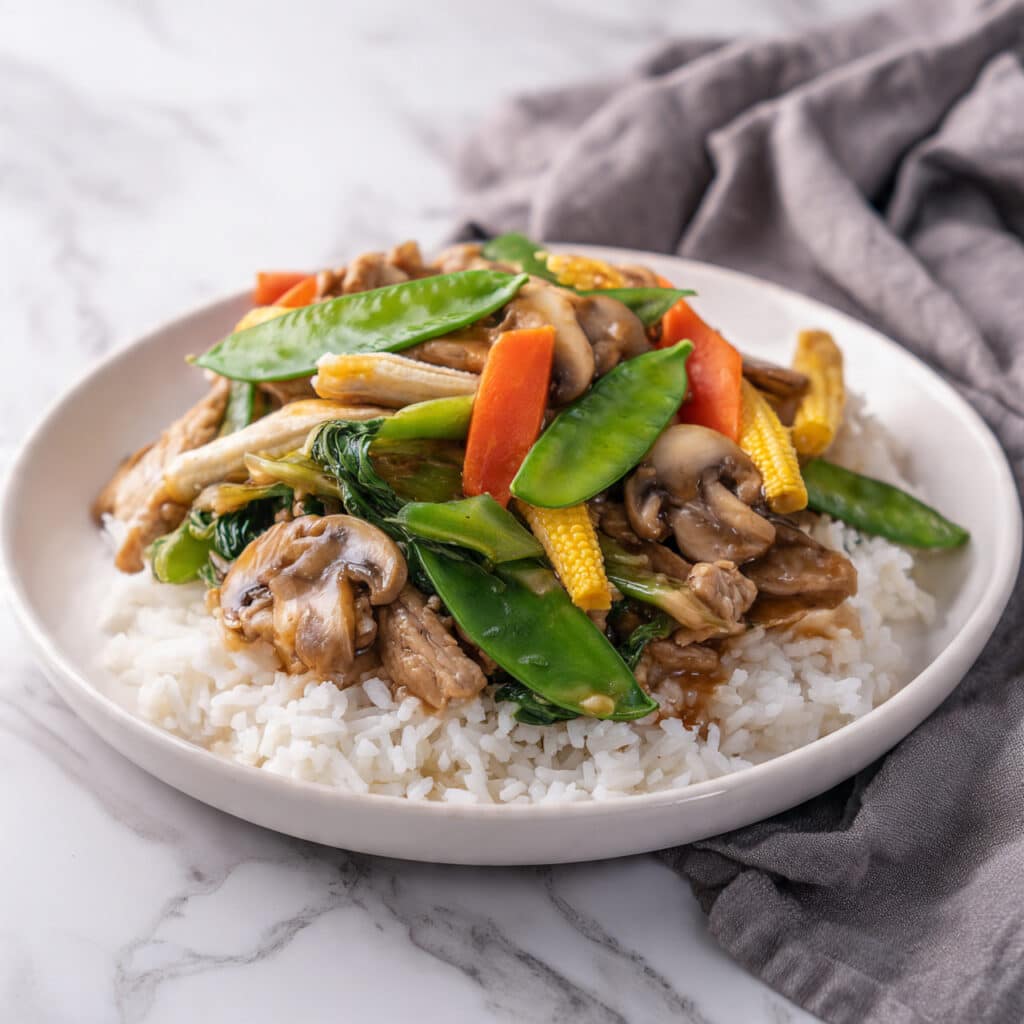 Quick and Easy Chicken Chop Suey with Vegetables in Savory Sauce Recipe
