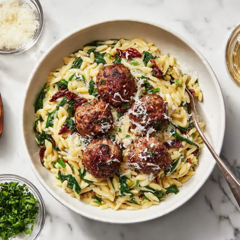 Tuscan Chicken Meatballs and Orzo Recipe