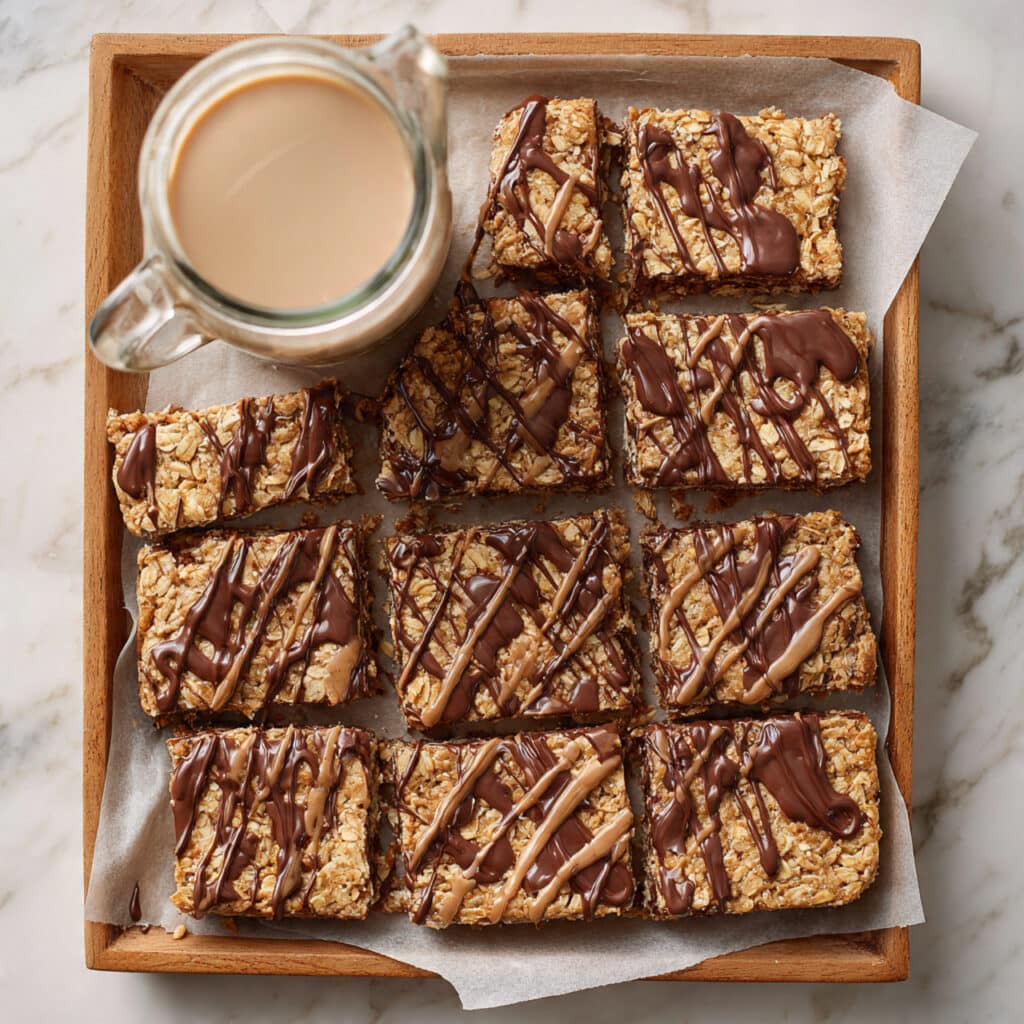Chocolate Granola Bars with Cocoa, Peanut Butter, and Dark Chocolate Drizzle Recipe