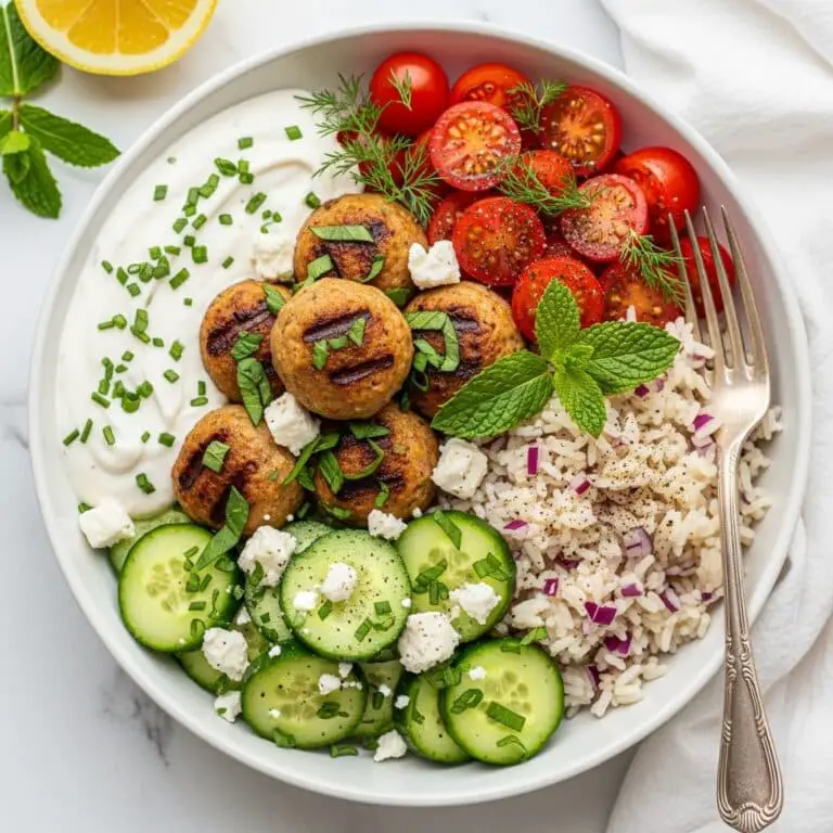 Greek Chicken Meatballs with Tzatziki and Fresh Veggies Recipe