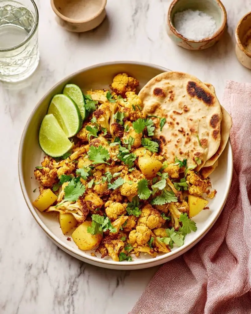 Aloo Gobi: Roasted Potatoes and Cauliflower in Spiced Tomato Masala Recipe