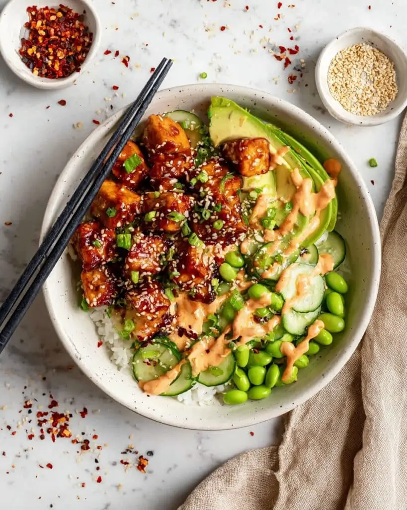 Honey Sriracha Salmon Bowls Recipe