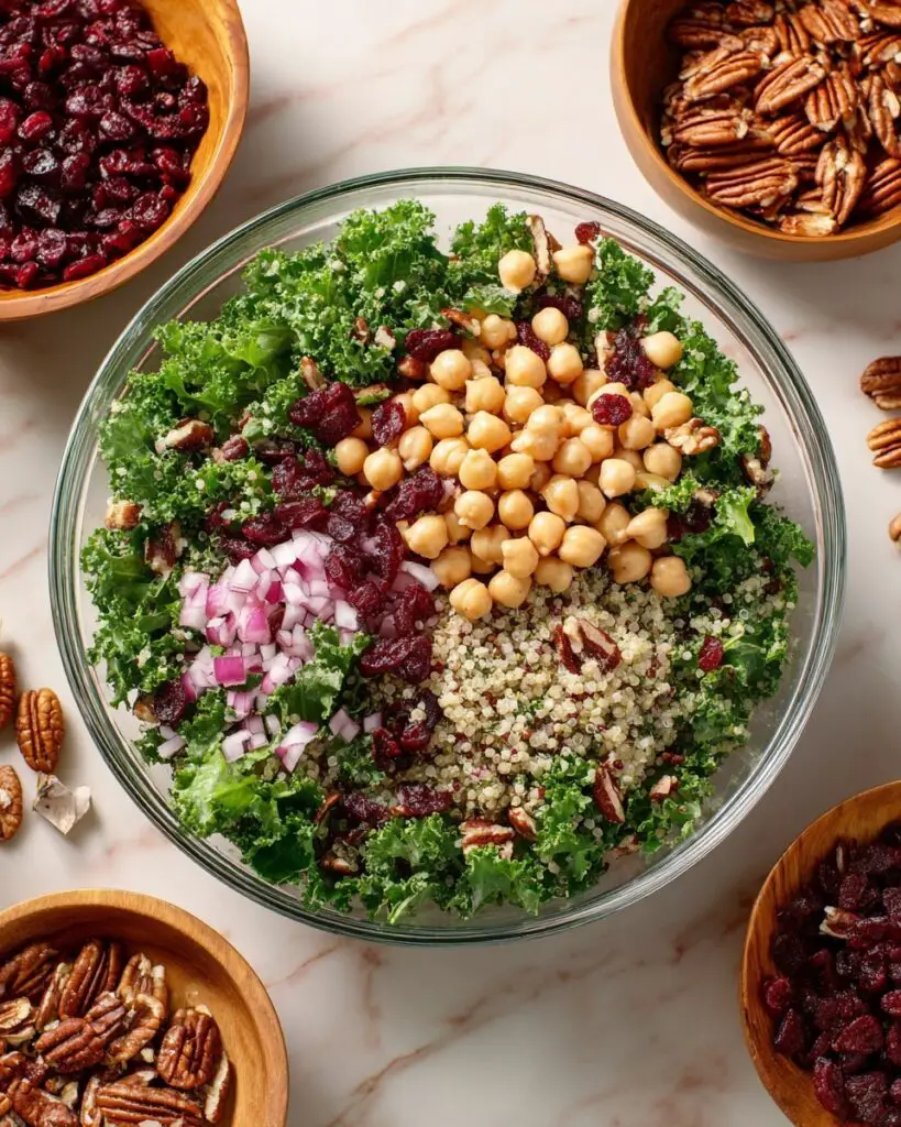 Cranberry Pecan Salad with Kale, Quinoa, and Lemon Dressing Recipe
