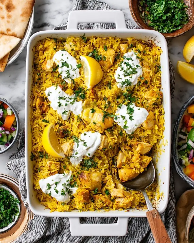 Dump-and-Bake Chicken Tzatziki Rice Recipe