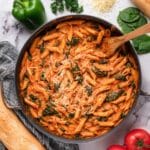 Creamy Penne Rosa Pasta with Spinach and Tomato Sauce Recipe
