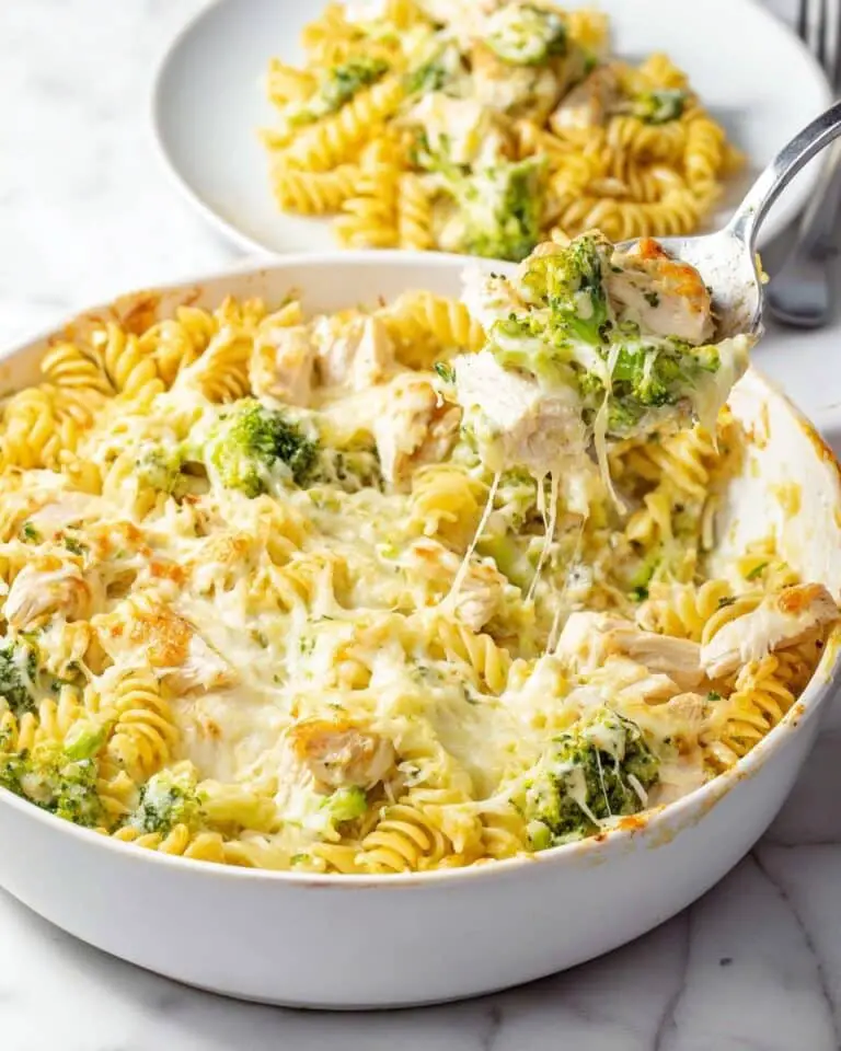 Chicken Noodle Casserole with Broccoli and Swiss Cheese Recipe