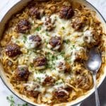 French Onion Orzo with Meatballs Recipe