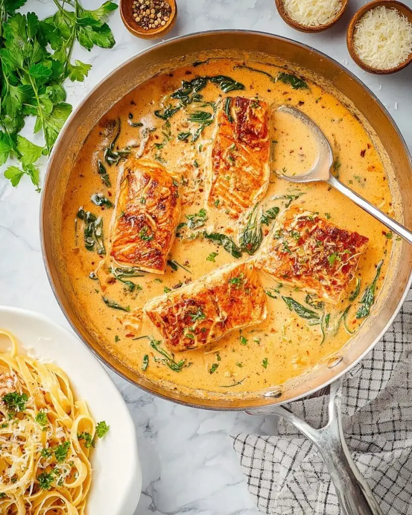 Creamy Garlic Butter Tuscan Salmon Recipe