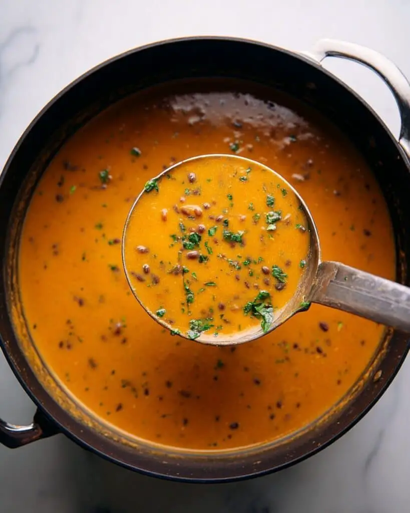 Creamy Pumpkin Black Bean Soup with Lime and Cilantro Recipe
