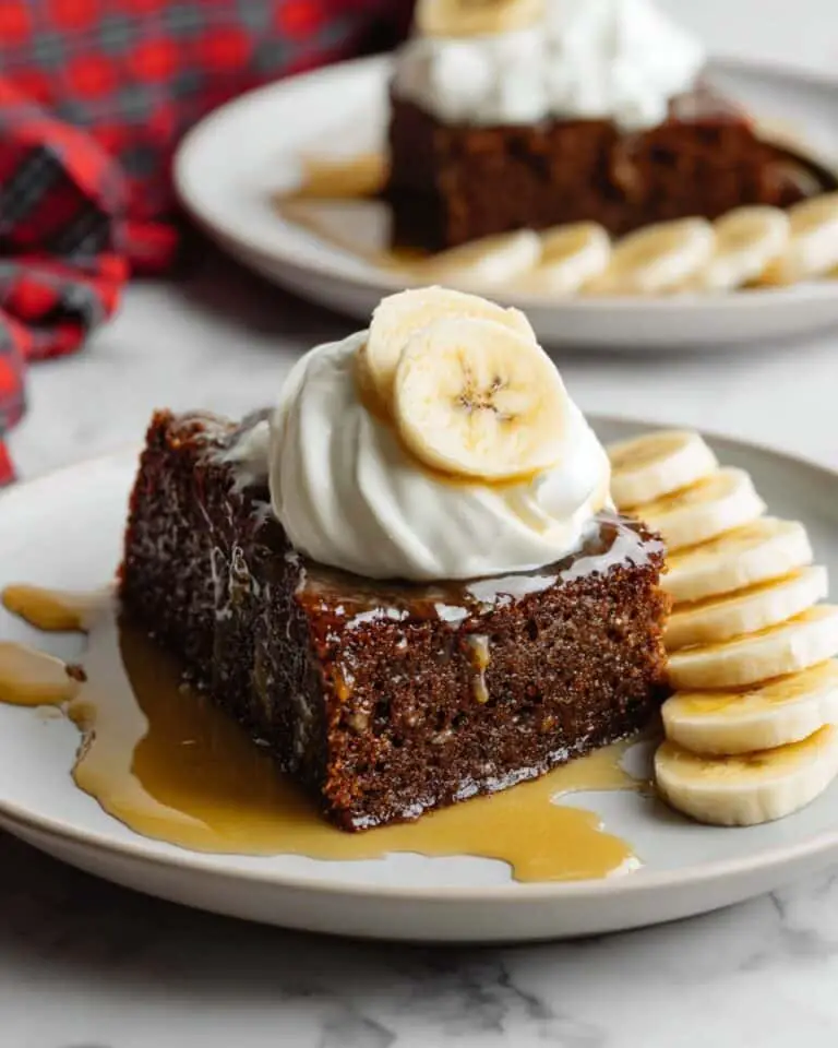 Gingerbread Cake with Banana Topping and Vanilla Cream Sauce Recipe