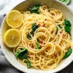 Hummus Pasta with Spinach and Basil Recipe