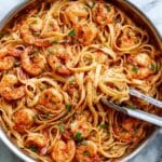 Creamy Tomato Garlic Butter Shrimp with Pasta Recipe