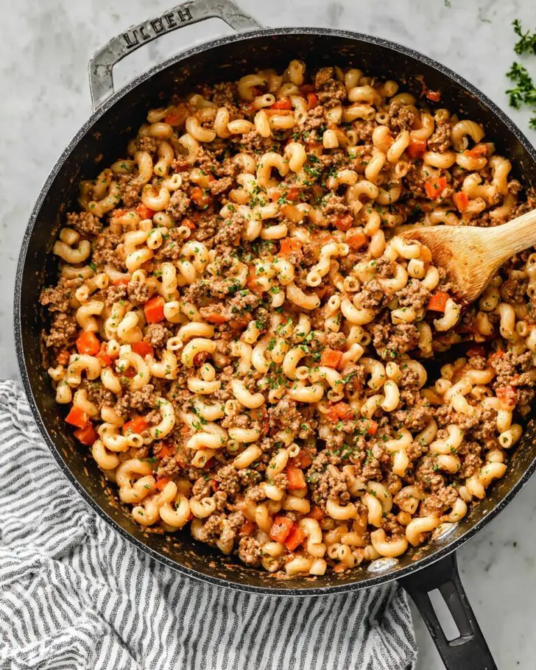 Ground Beef Pasta in Savory Tomato Cream Sauce Recipe