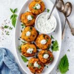 Vegetable Chickpea Fritters with Lemon Herb Yogurt Sauce Recipe