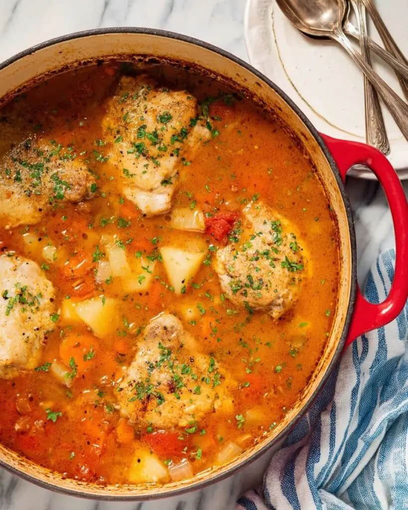 Hearty Chicken Vegetable Stew with Tomatoes and Herbs Recipe