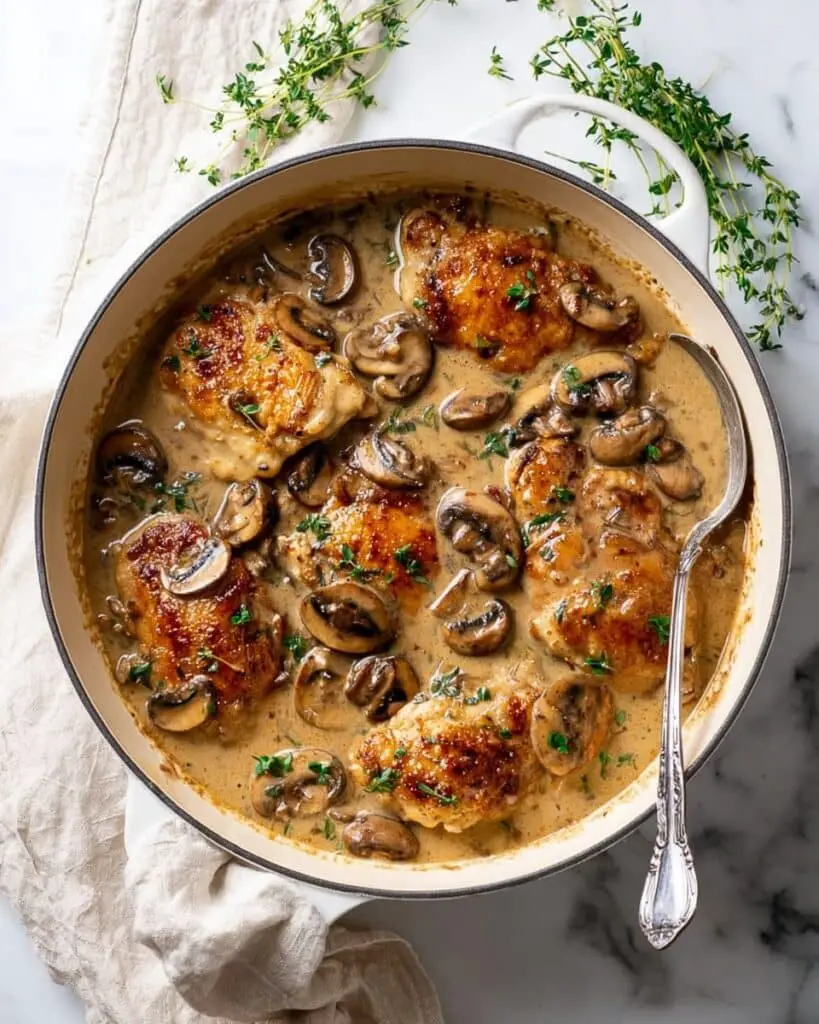 Mushroom Chicken in Creamy Garlic Sauce Recipe