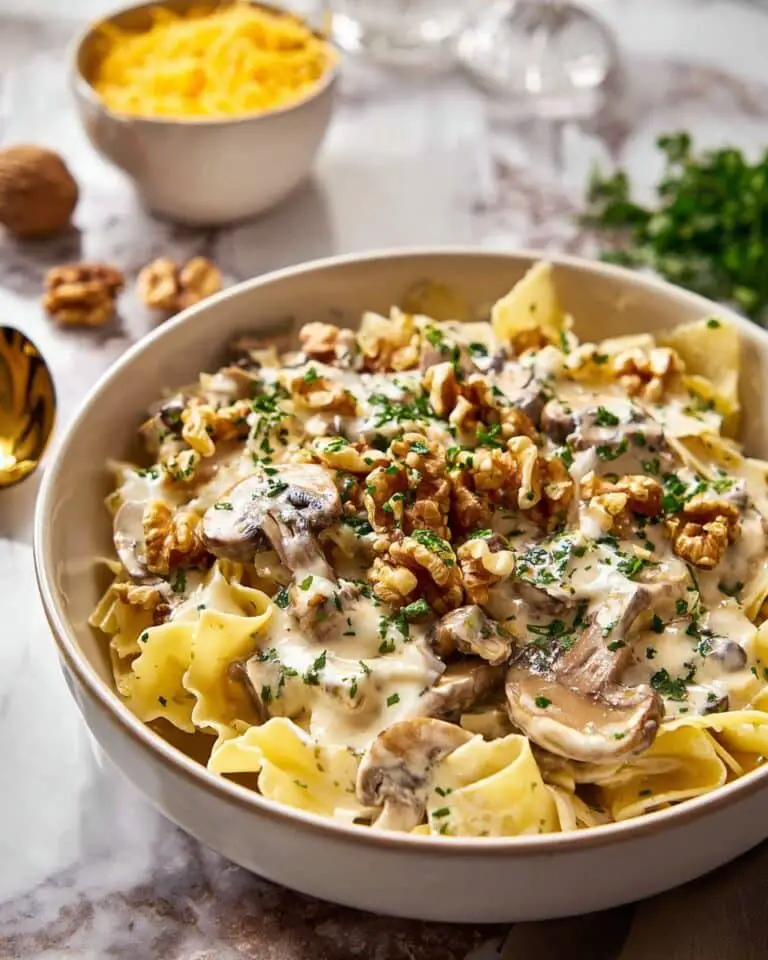 Creamy Gorgonzola Pasta with Mushrooms and Walnuts Recipe