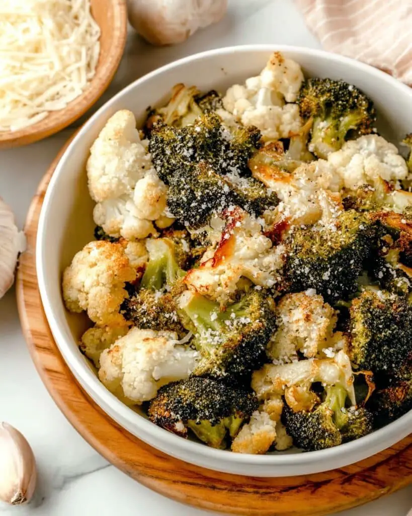 Roasted Broccoli and Cauliflower with Garlic and Parmesan Recipe
