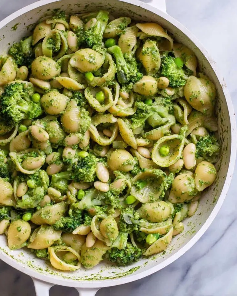 Pesto Pasta with Broccoli and White Beans Recipe
