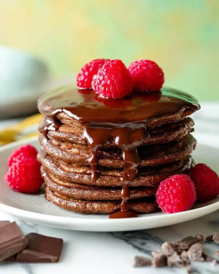 Chocolate Protein Pancakes with Vegan Chocolate Syrup Recipe