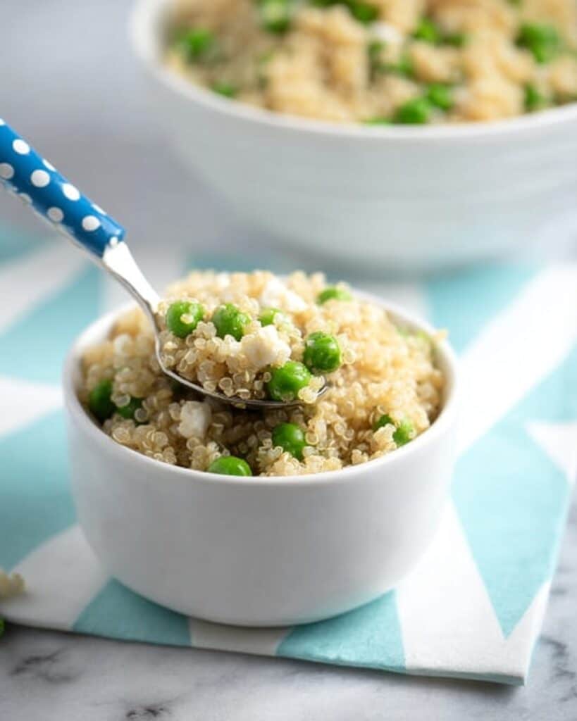 Quinoa with Fresh Peas and Feta Cheese Recipe