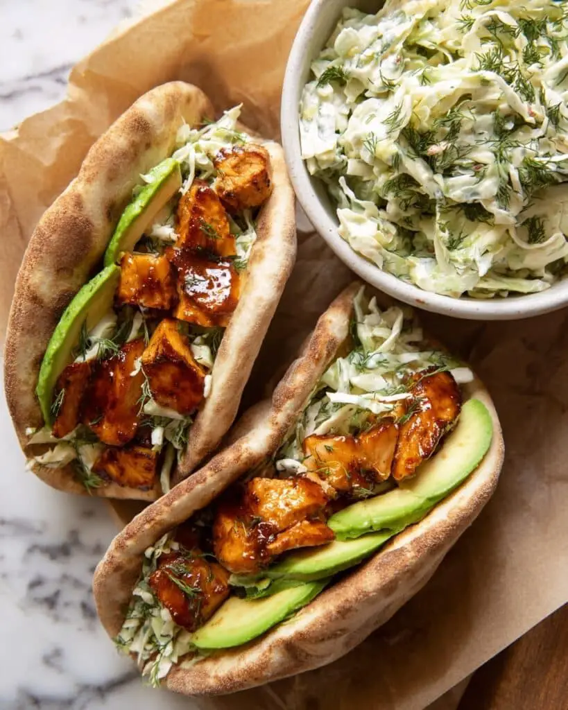 Sheet Pan Chicken Pitas with Herby Ranch Slaw Recipe