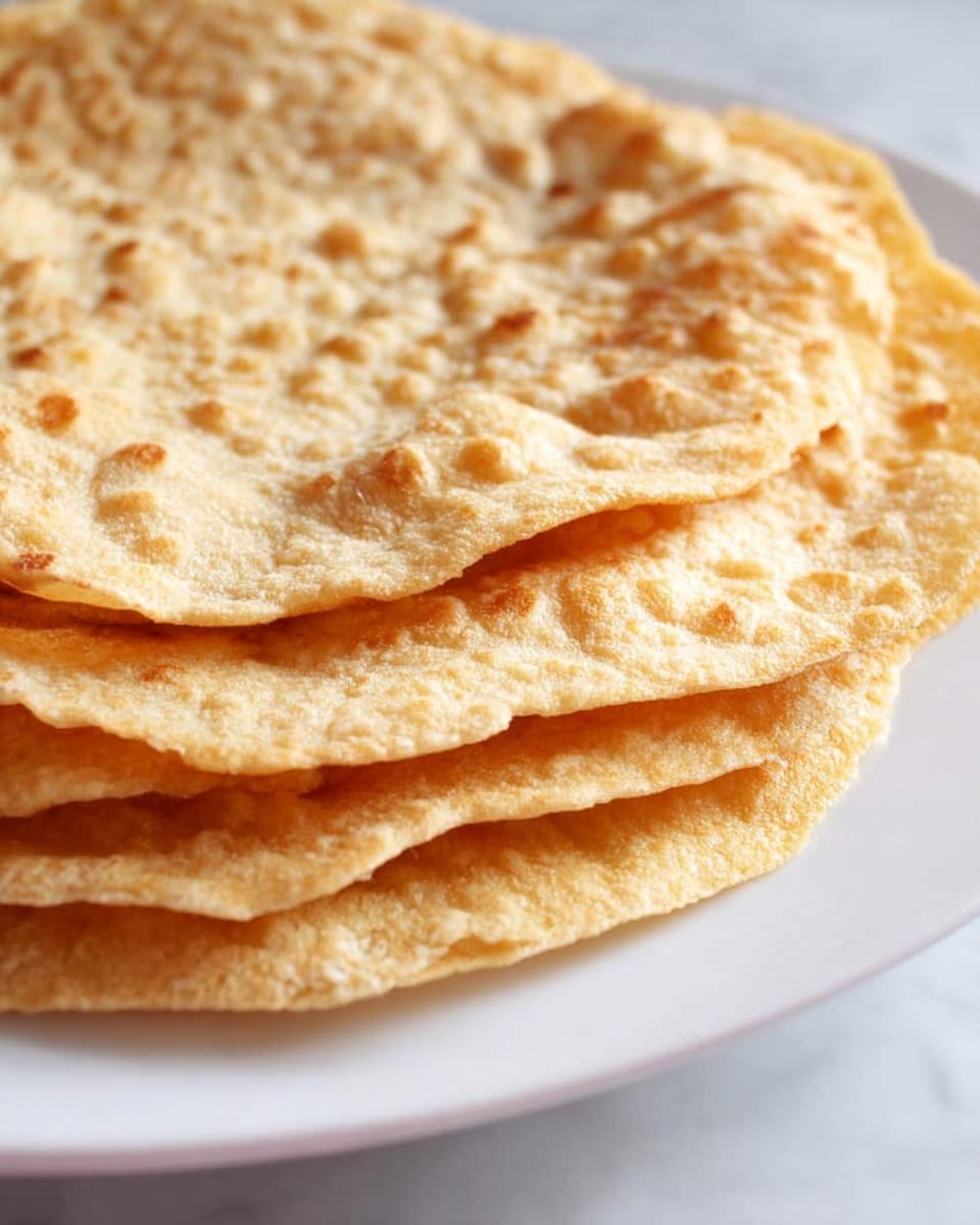 A close-up view of four thin flatbreads stacked on top of each other on a white plate. Each flatbread is light golden brown with small bubbles and a slightly rough texture. The edges are soft and slightly curved, showing a natural fold. The flatbreads are arranged slightly off-center on a white marbled surface. photo taken with an iphone --ar 4:5 --v 7