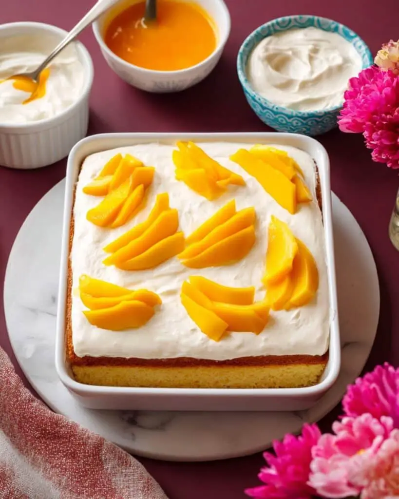 Mango Tres Leches Cake (Eggless) Recipe