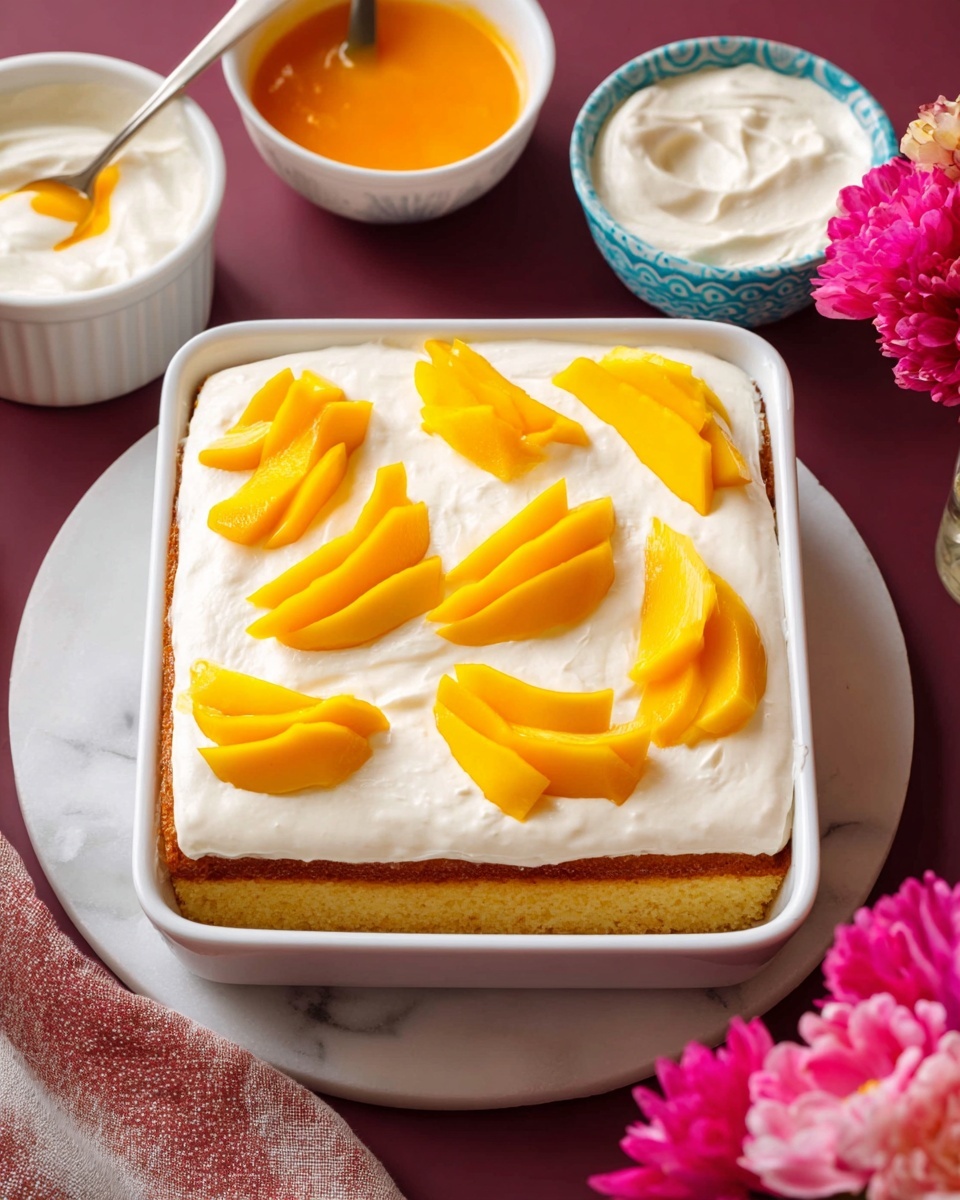 Mango Tres Leches Cake (Eggless) Recipe